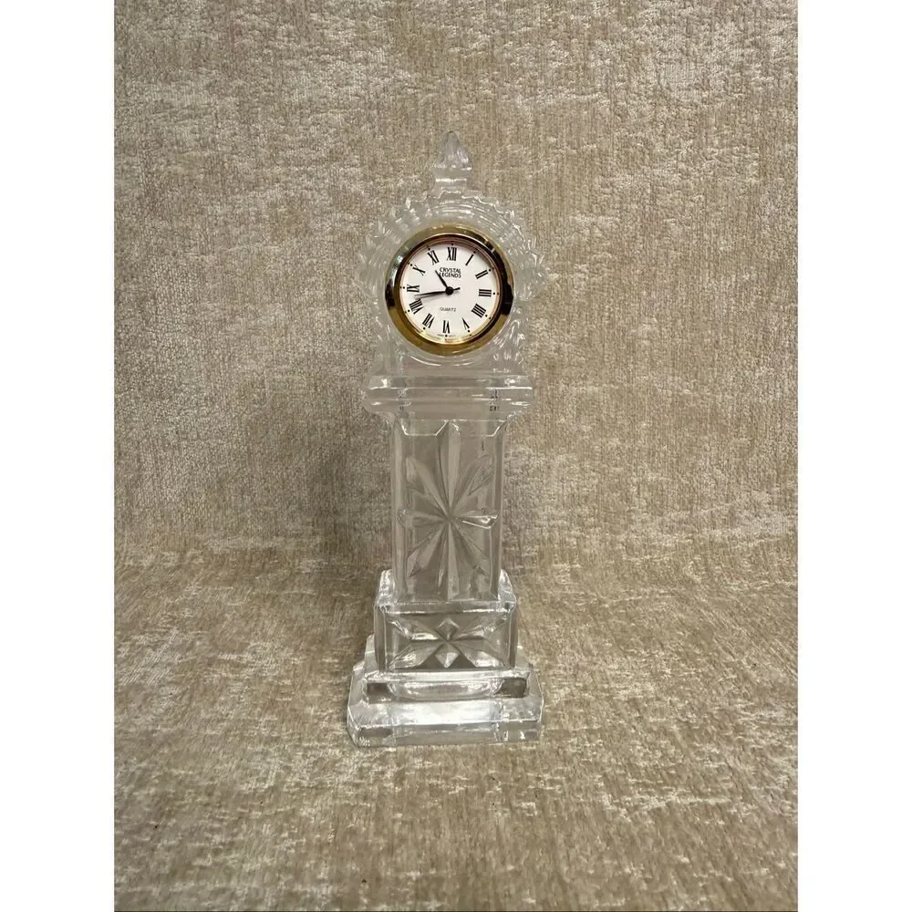 Crystal Legends by Godinger Grandfather Desktop Mantel Quartz Clock Clear 7